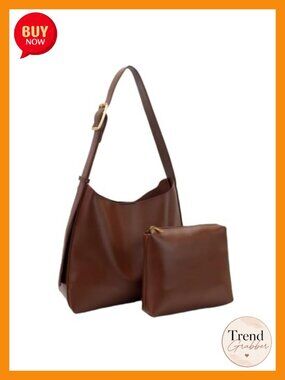 Vegan PU Leather Hobo Shoulder Bag with Wallet, Large Tote Purse, Crossbody Bag